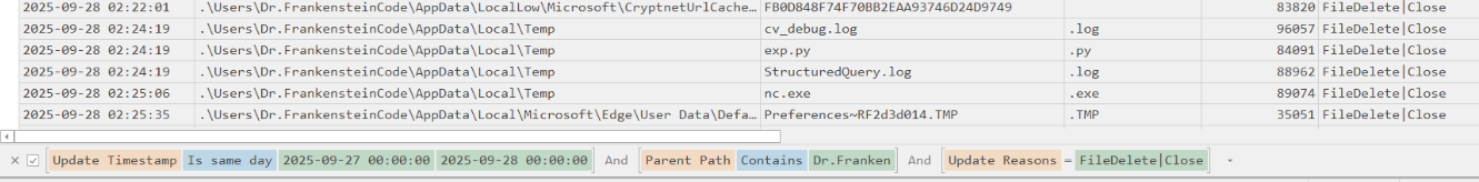 Registry key deletion evidence