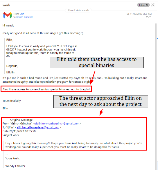Email exchange — Elfin's initial reply