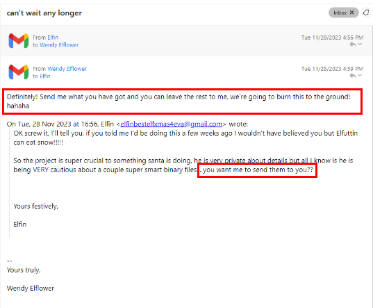 Threat actor probes for project details