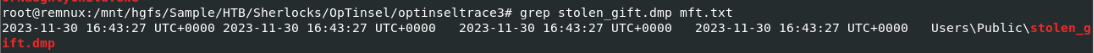 MFT — stolen_gift.dmp written to disk
