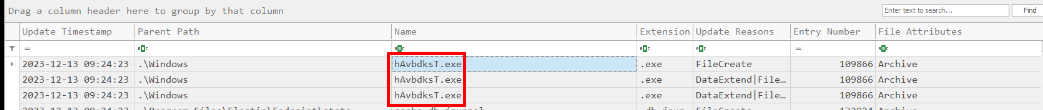 Malicious service executable file creation