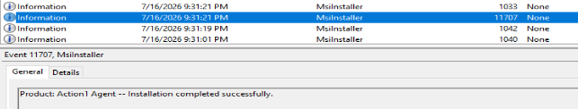 MsiInstaller Event ID 11707