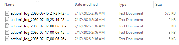 Action1 log file naming and heartbeat log