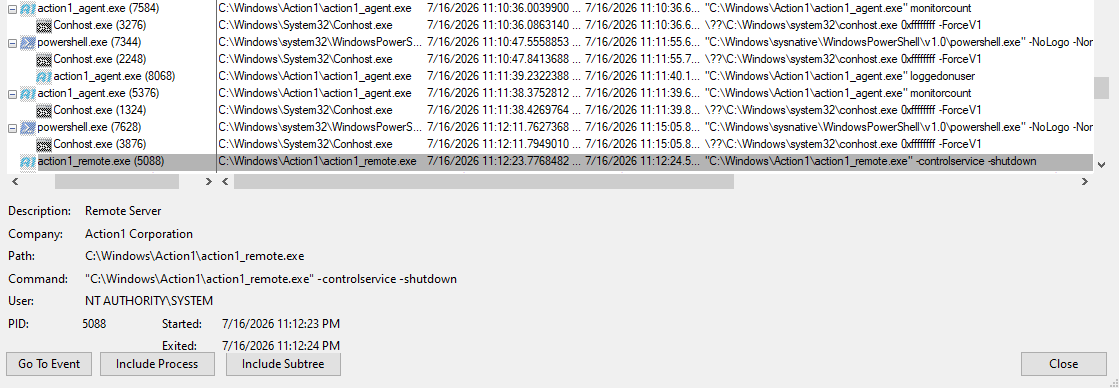 action1_remote.exe controlservice shutdown
