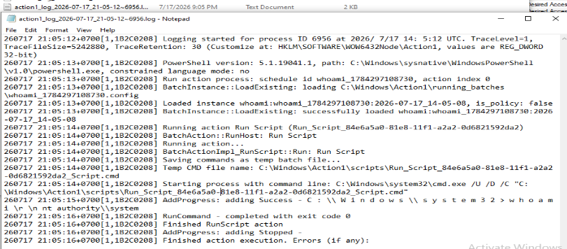 Lean per-run Run Script log
