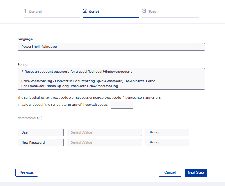 Script Library parameterized templates