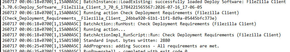 Deploy log step 2, check requirements