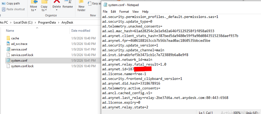 ProgramData AnyDesk folder created for SYSTEM context