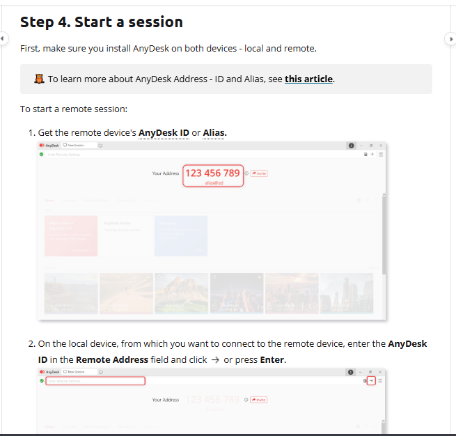 AnyDesk quick start guide documentation