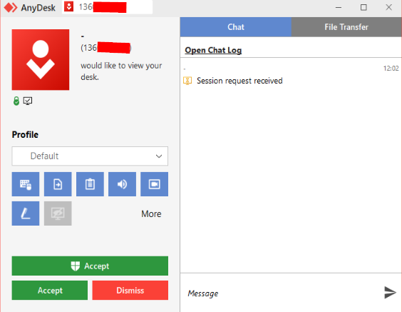 AnyDesk request without service installed