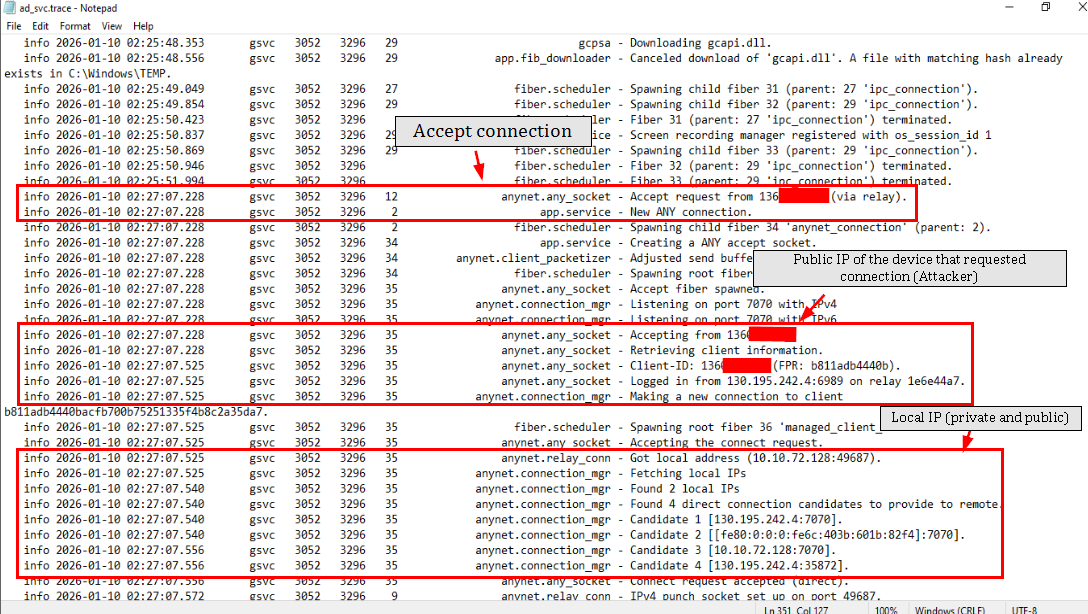 ad_svc.trace for service-based connection