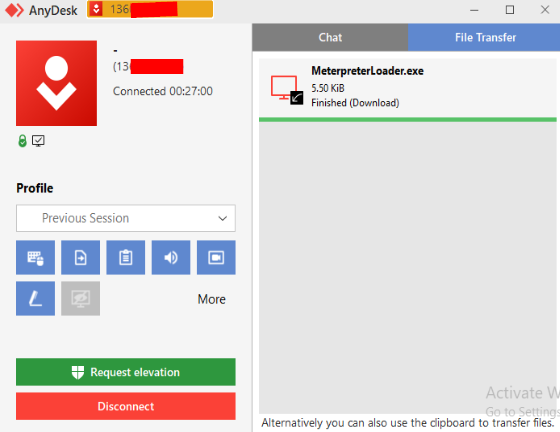 File transfer displayed as Download on end device