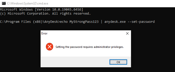 Setting AnyDesk unattended access password via CLI