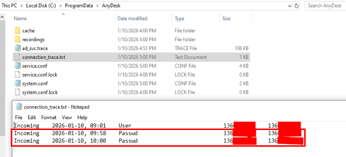 connection_trace.txt showing Passwd authentication for unattended access