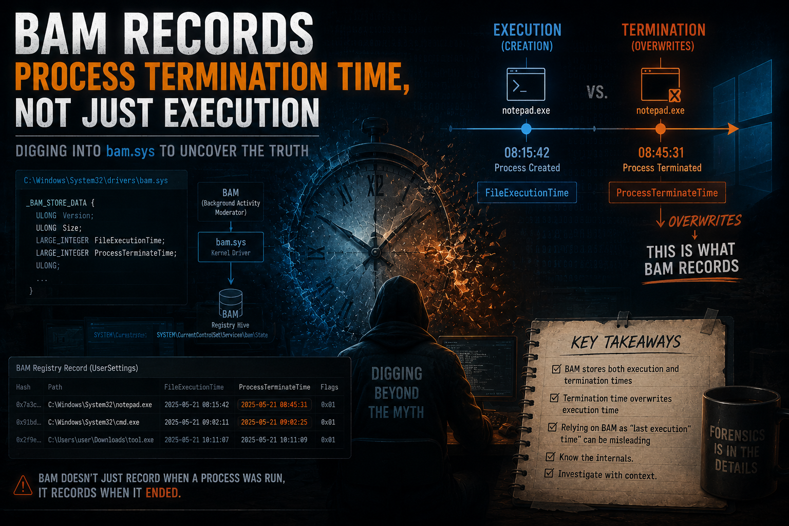 BAM Records Process Termination Time, Not Just Execution