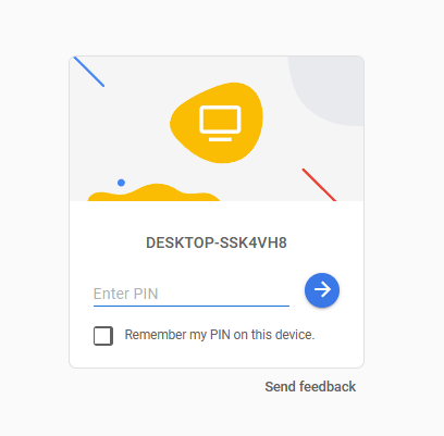 Connecting to target via Remote Access, PIN prompt displayed