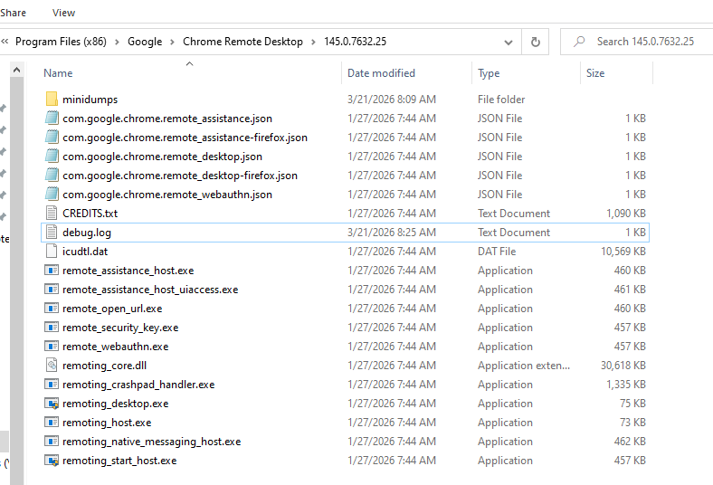 CRD binaries in Program Files x86 signed by Google LLC