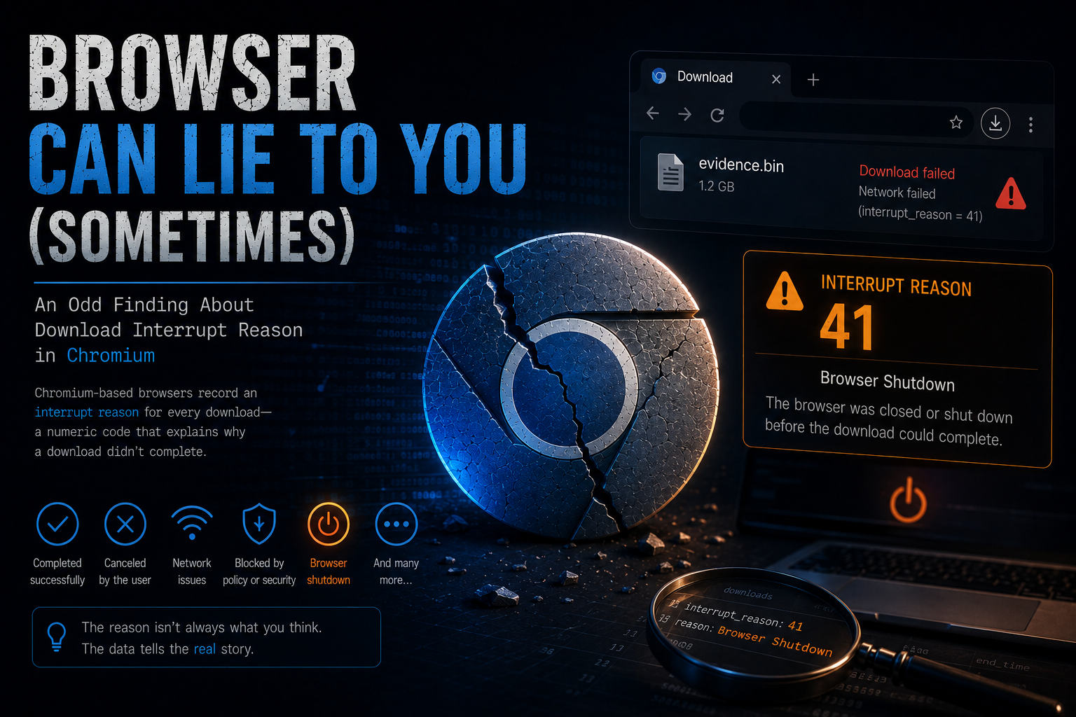 Browser Can Lie to You (Sometimes): An Odd Finding About Download Interrupt Reason 41