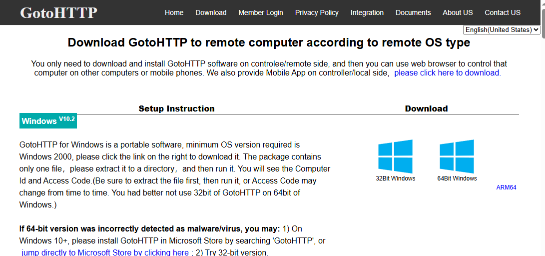 Downloading GotoHTTP agent/client