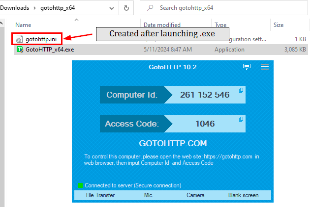 gotohttp.ini creation