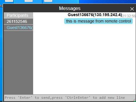 Sending message from browser controller to client