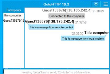 Message box displayed on client