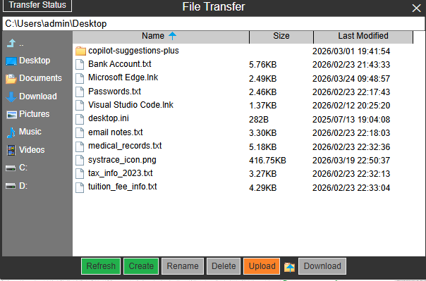 File transfer UI