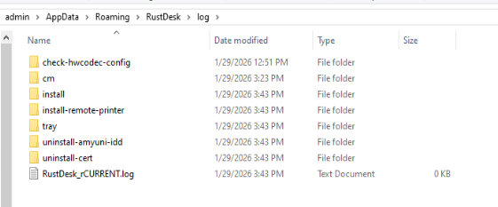 install folder in AppData Roaming RustDesk