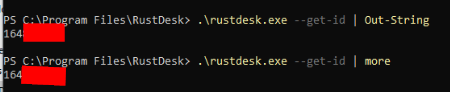 Piping rustdesk output to more command