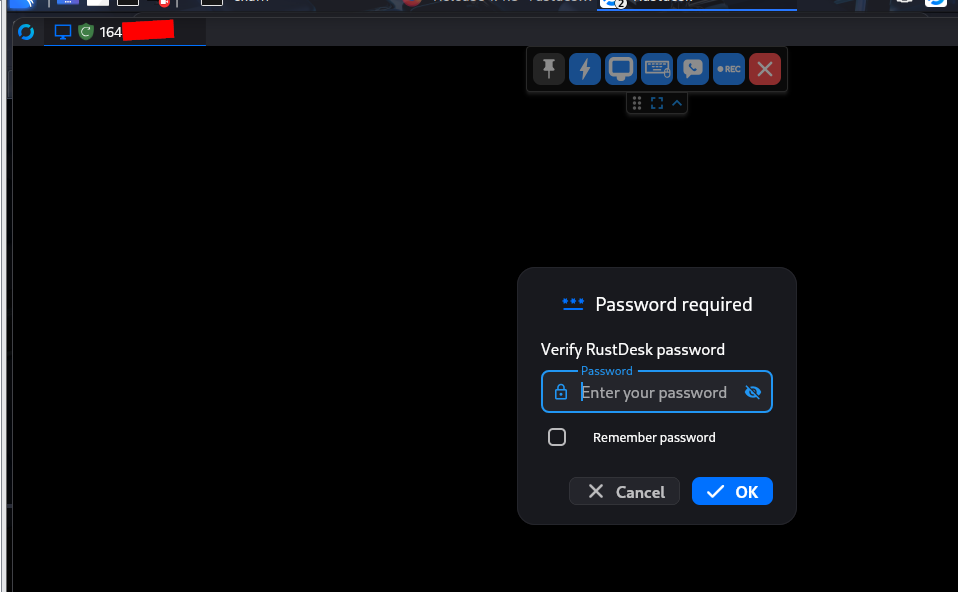 Prompt for password if the remote connection user has OTP or password for unattended access