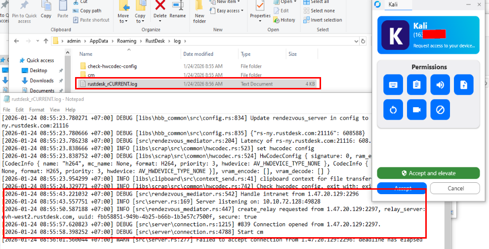 Public IP already logged before session accepted
