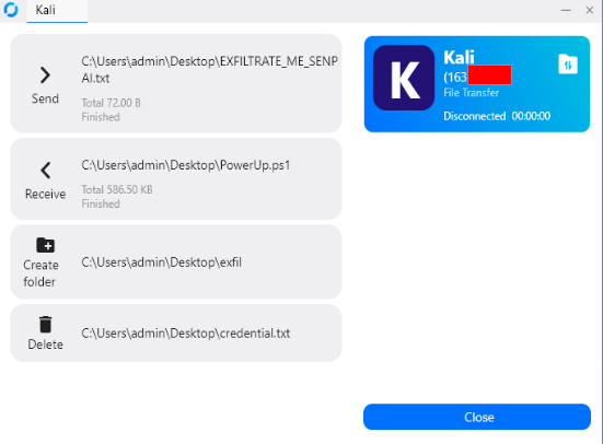 Demo of file operations on end device