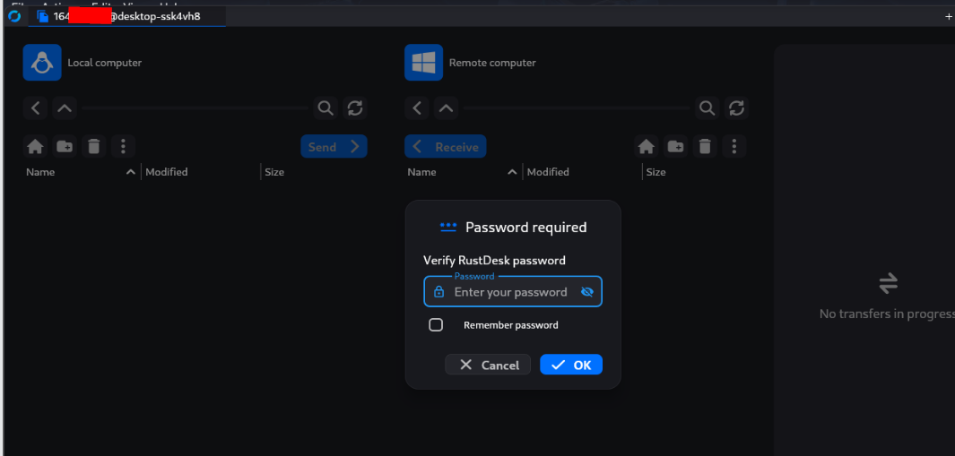 rustdesk --file-transfer ID command