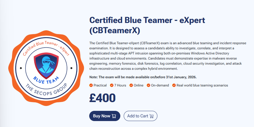 CBTeamerX certification page on The SecOps Group website