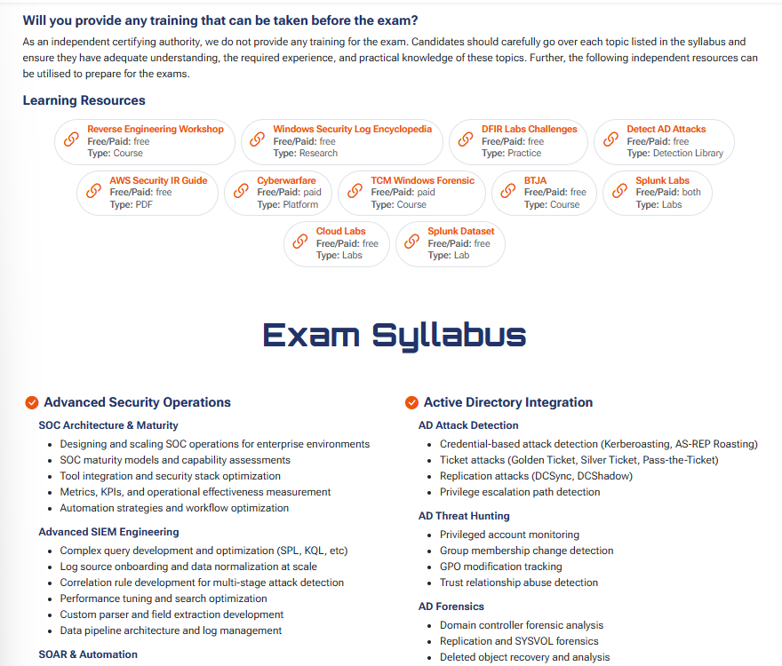 CBTeamerX learning resources and exam syllabus