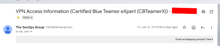 CBTeamerX VPN connection and exam environment setup