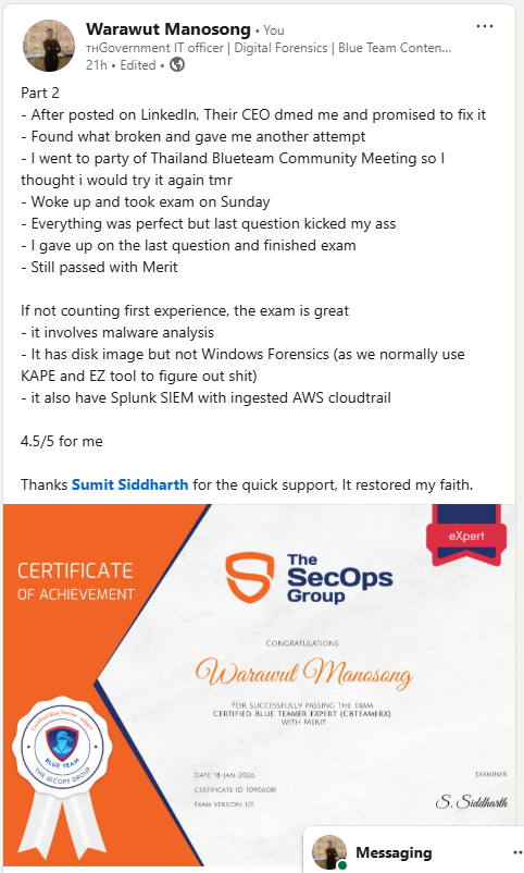 Follow-up message from The SecOps Group CEO on Sunday