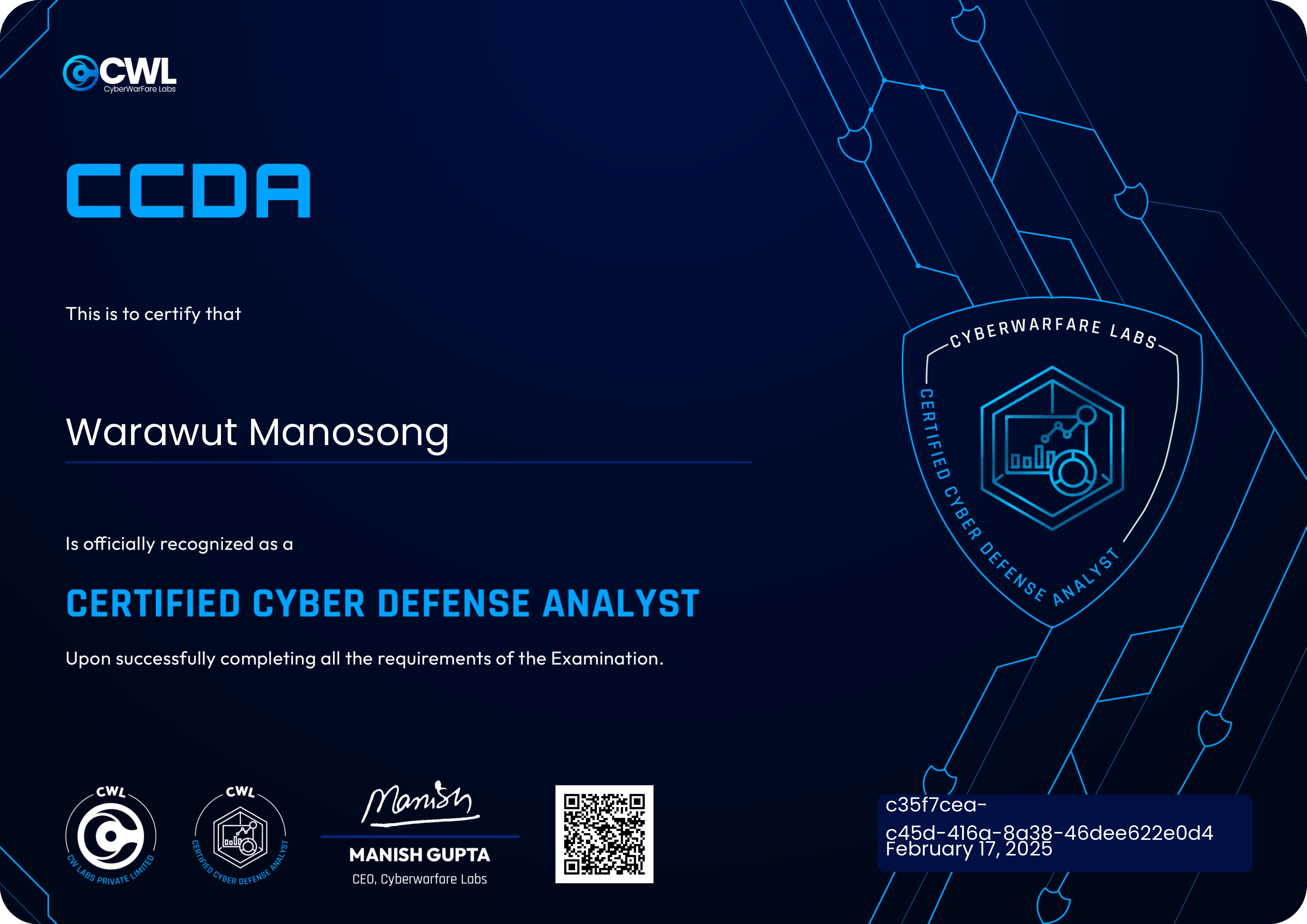 CyberWarFare Labs Cyber Defence Analyst (CCDA)