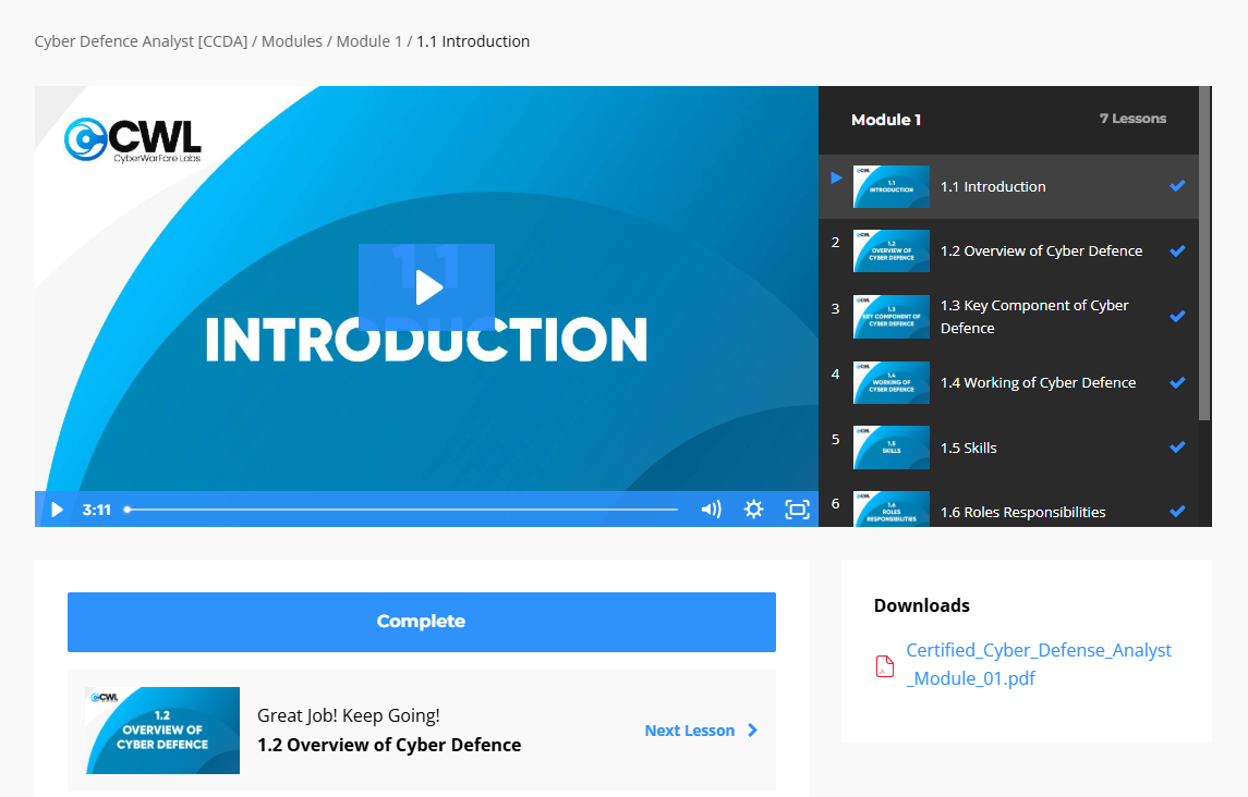 CCDA course module with downloadable slides
