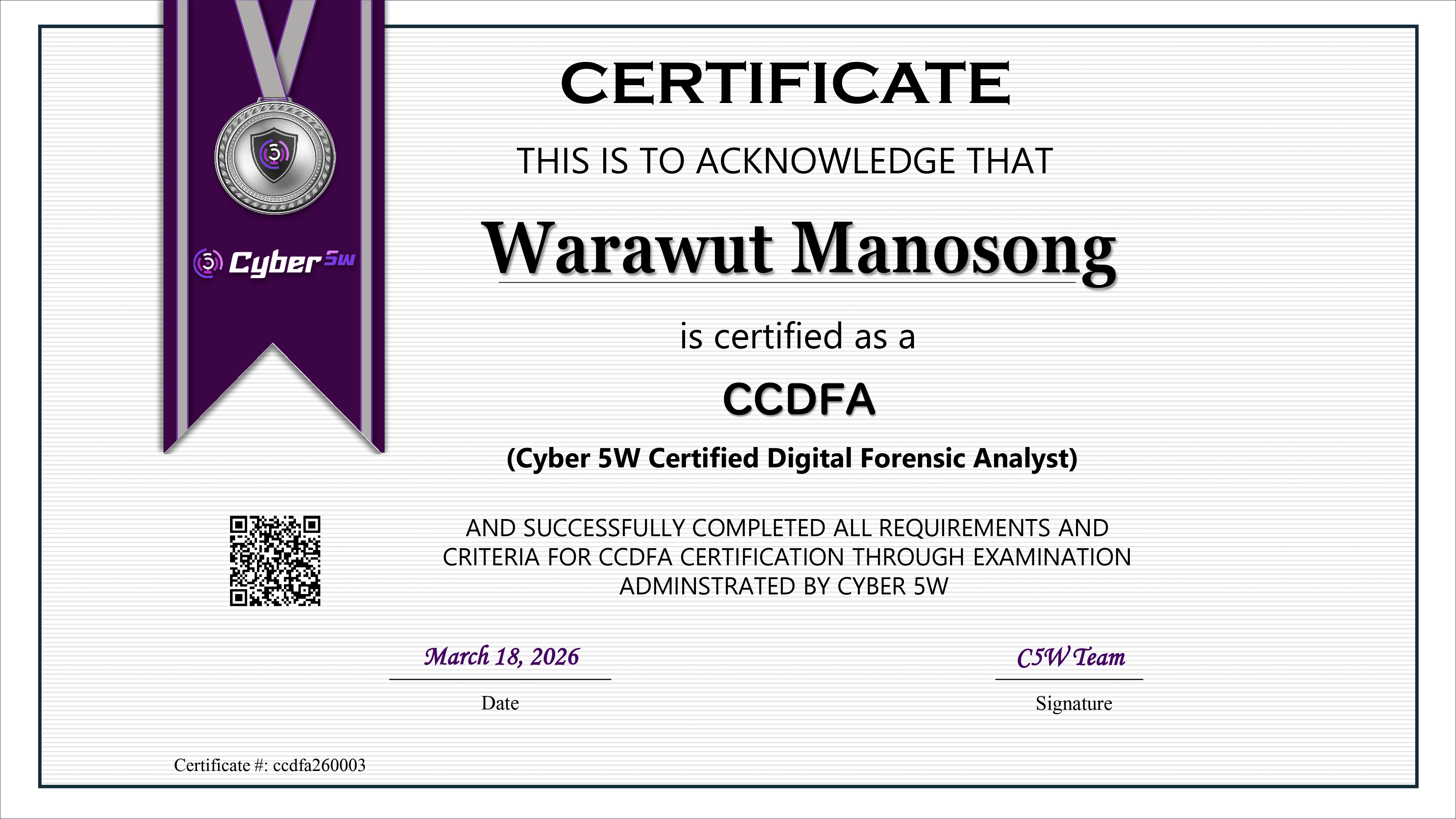 Cyber5W Certified Digital Forensic Analyst (CCDFA) — A Good Start for Your Digital Forensics Journey