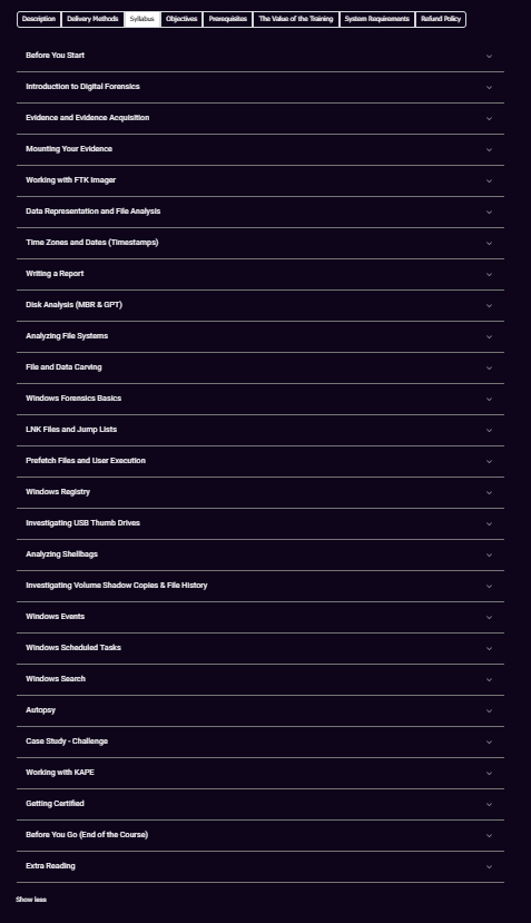CCDFA course syllabus overview