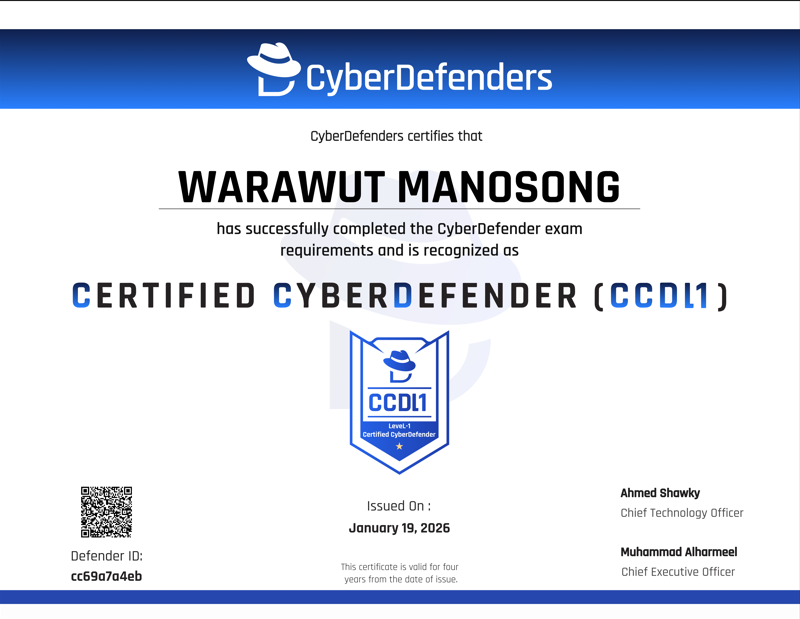 Certified CyberDefender Level 1 (CCDL1)