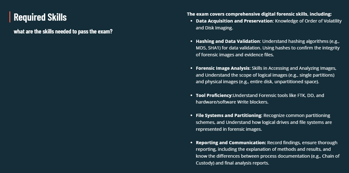 CCEH required skills listed on the certification page