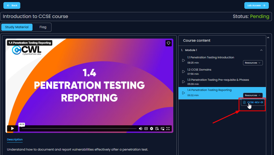 CCSE report template from course materials