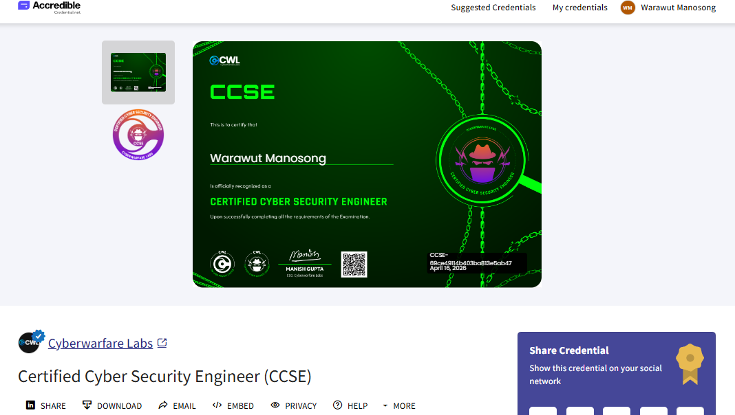 Accredible badge and certificate assigned