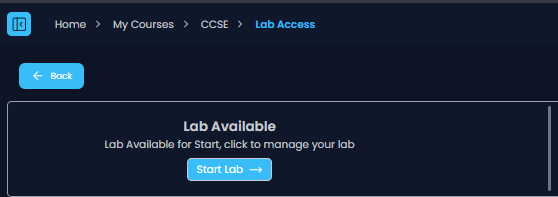 Lab Access section — Start Lab button
