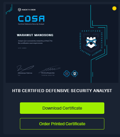 CDSA certification preview with name