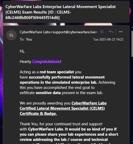 Pass result received after 9 days