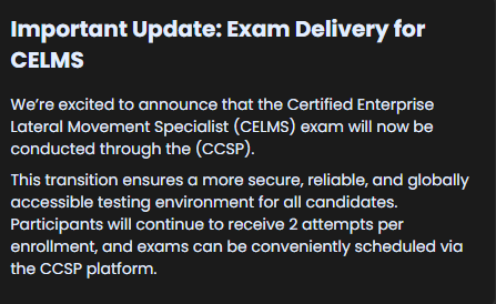 CELMS exam booking via the CCSP lab portal