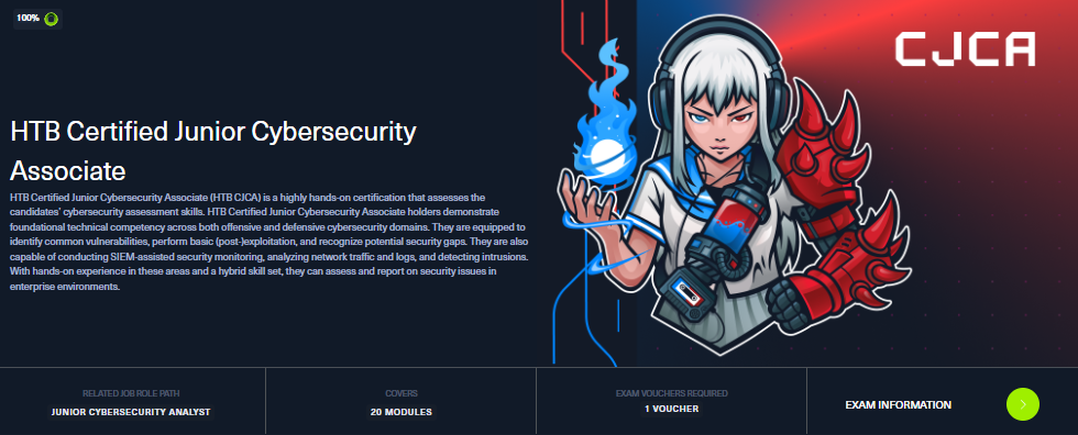 Junior Cybersecurity Analyst job-role path overview